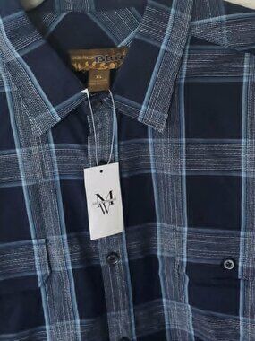 Pronto Uomo Blue- men's XL long sleeve shirt- New!! 100% cotton- Men's Warehouse